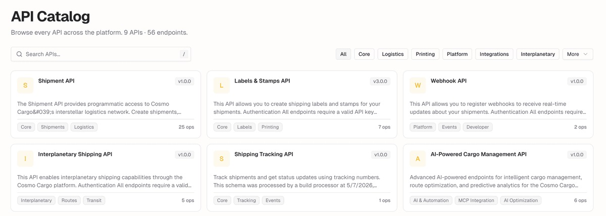 Redesigned API Catalog