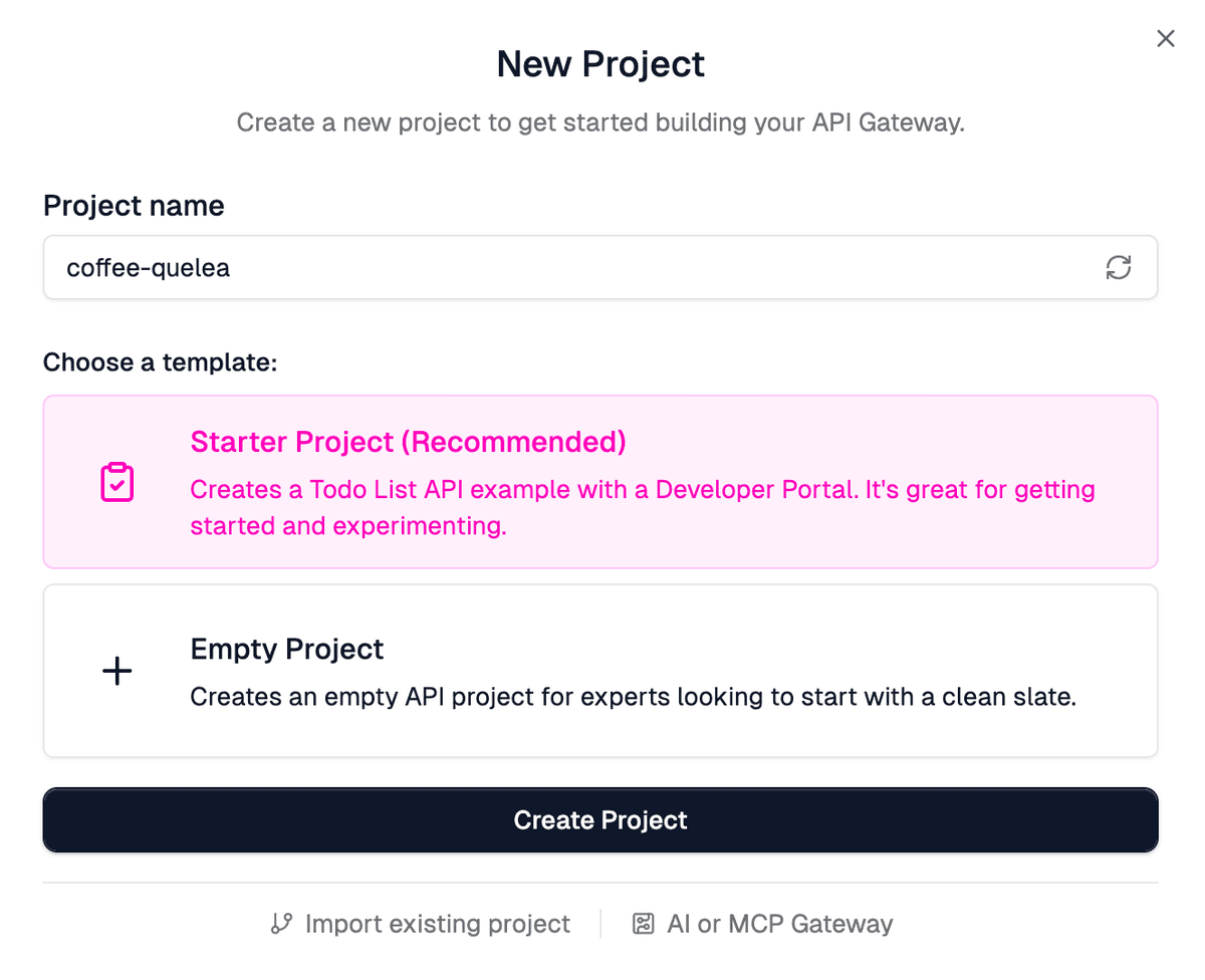 Redesigned project creation dialog