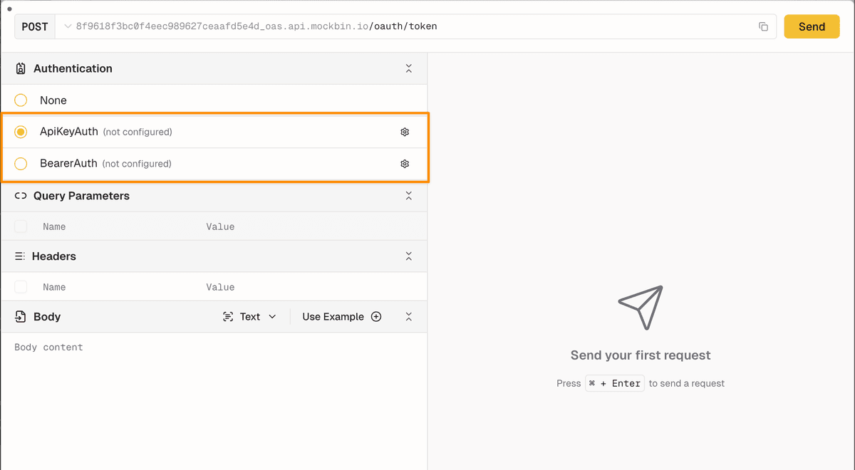 Security schemes in API playground