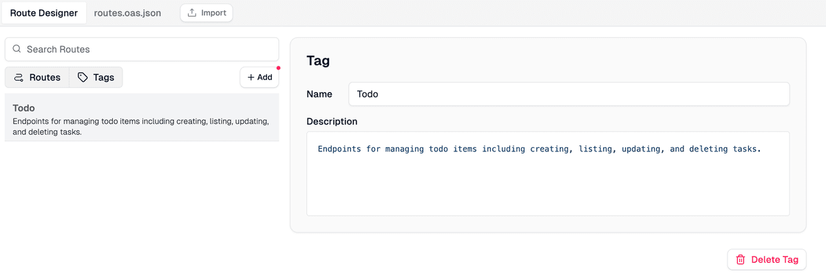 Tag management UI