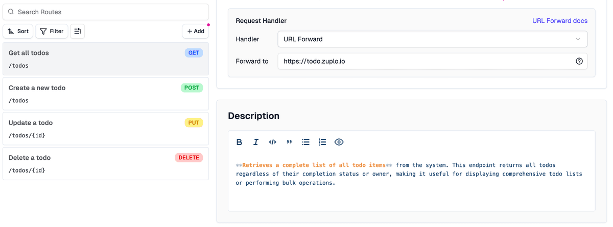 Route description editor