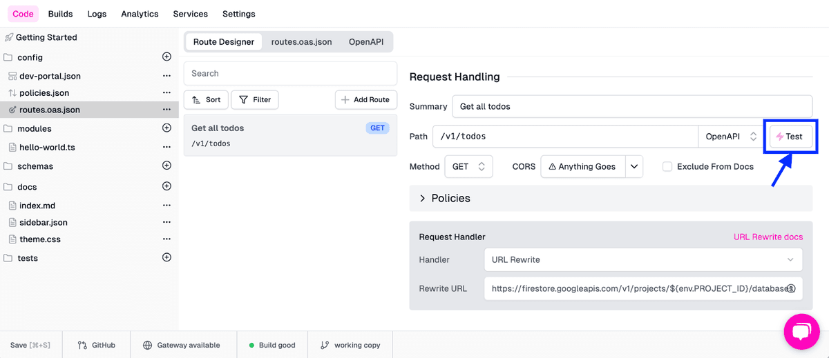 finding the test button