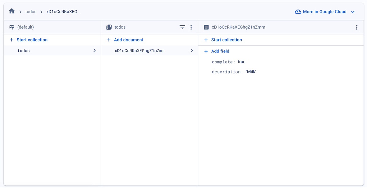 firestore welcome page