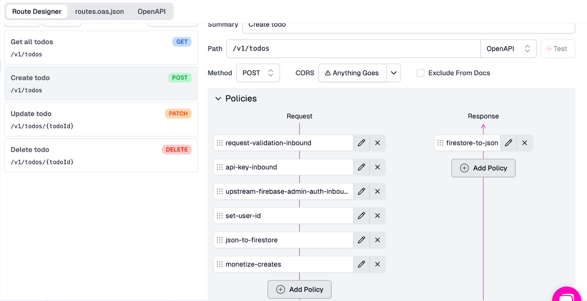 Route config after adding second policy