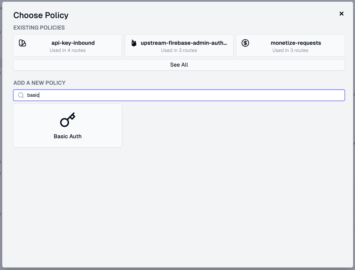 choose policy modal