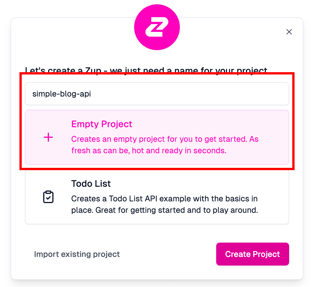 Create a zuplo project