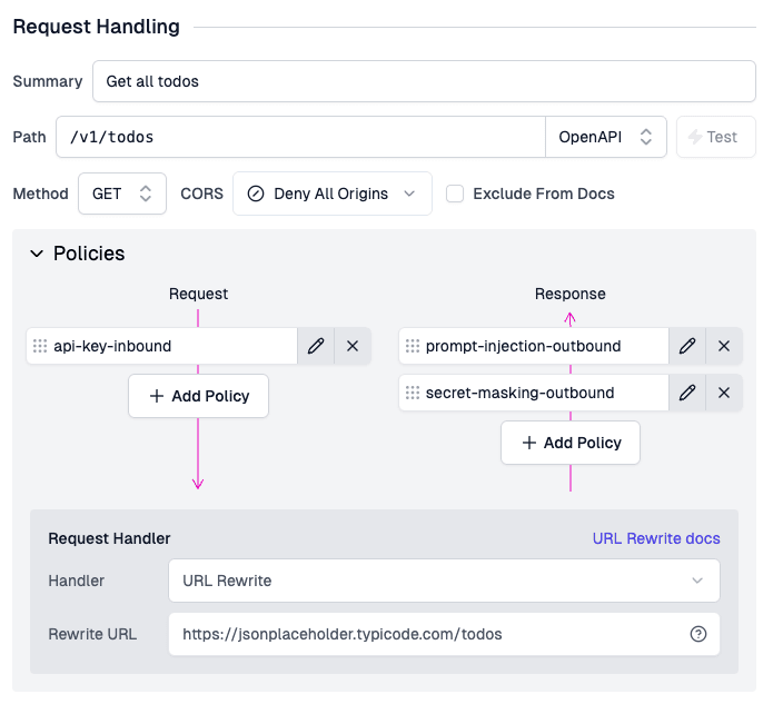 Both of the policies on a single Response for a route