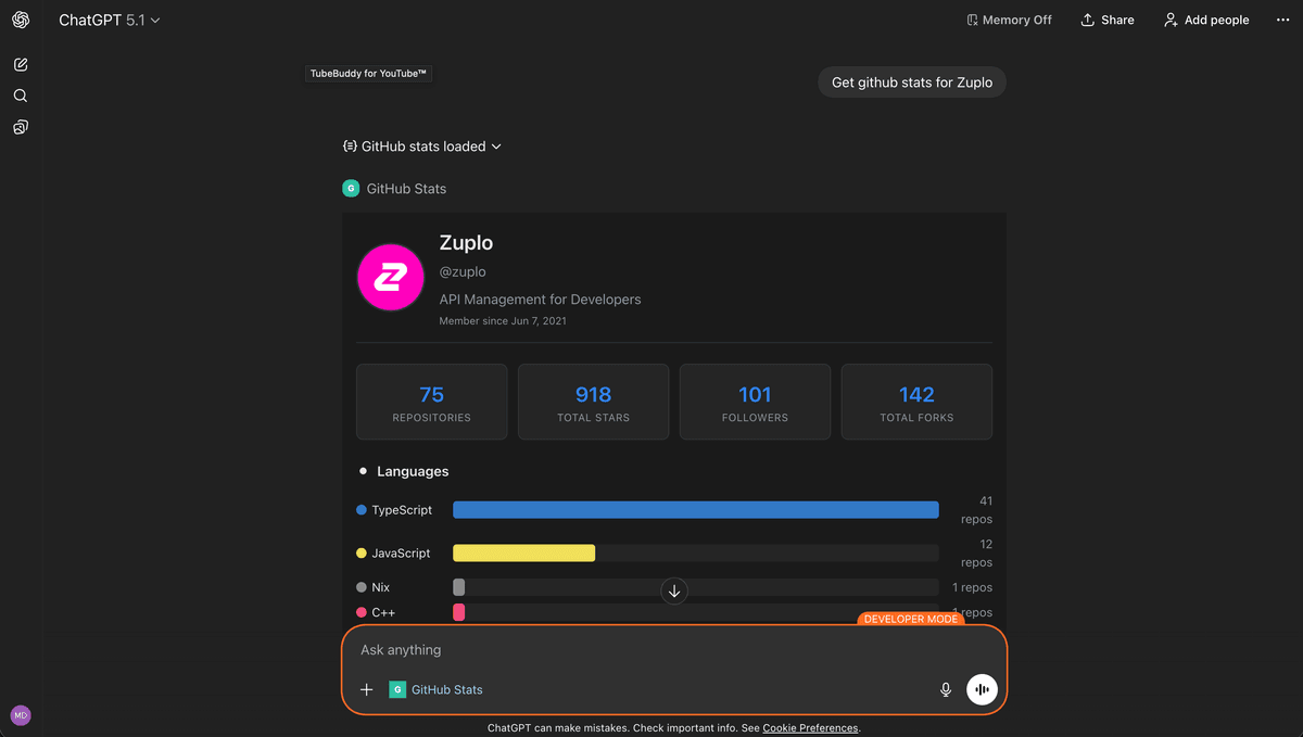 The final app in use in ChatGPT