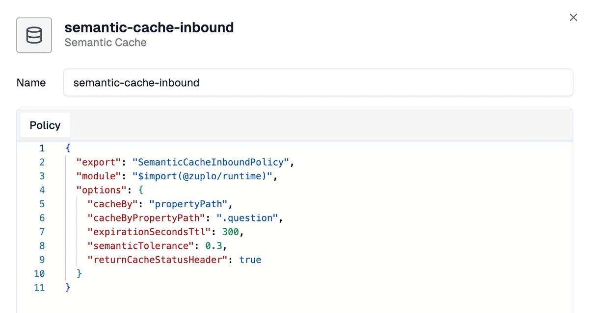 The Semantic Caching Configuration in Zuplo
