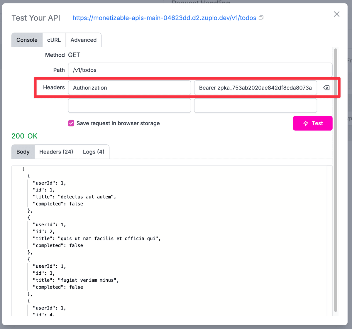 Make an authorized request