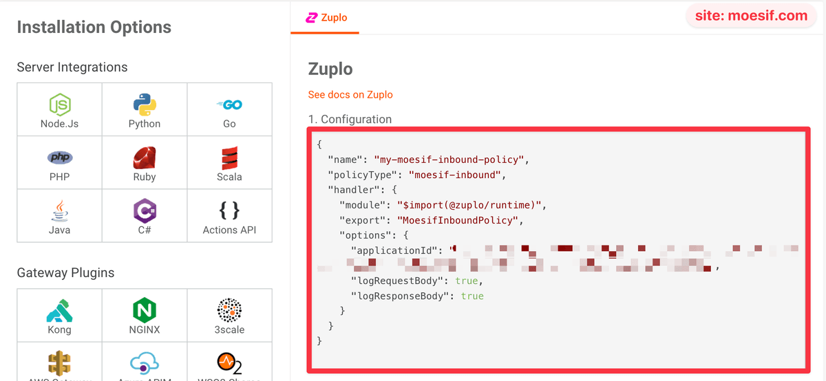 Copy config from Moesif