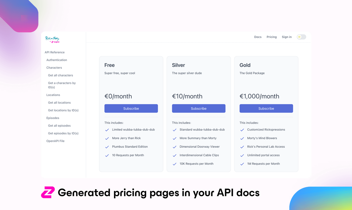 Generated pricing pages