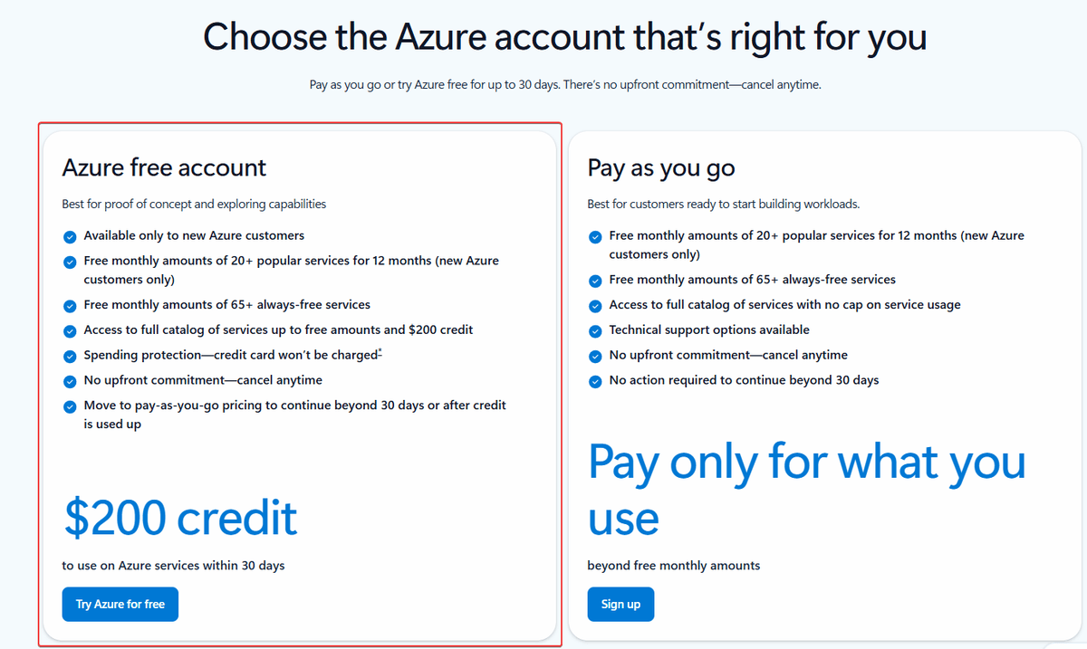 Azure free account