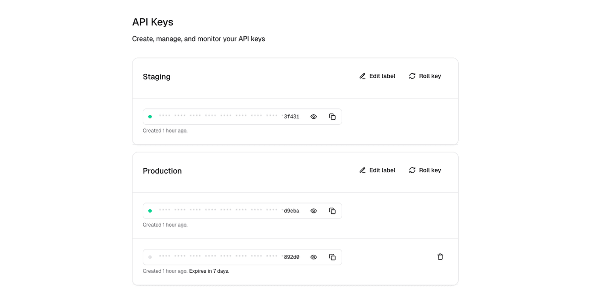 API Key Management UI in the Zuplo Developer Portal