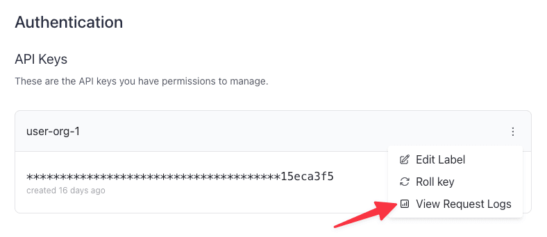 Request Logs button