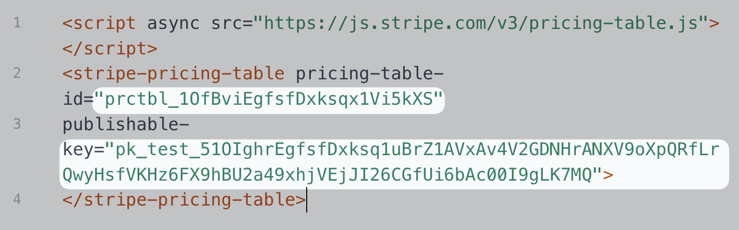 Pricing Table